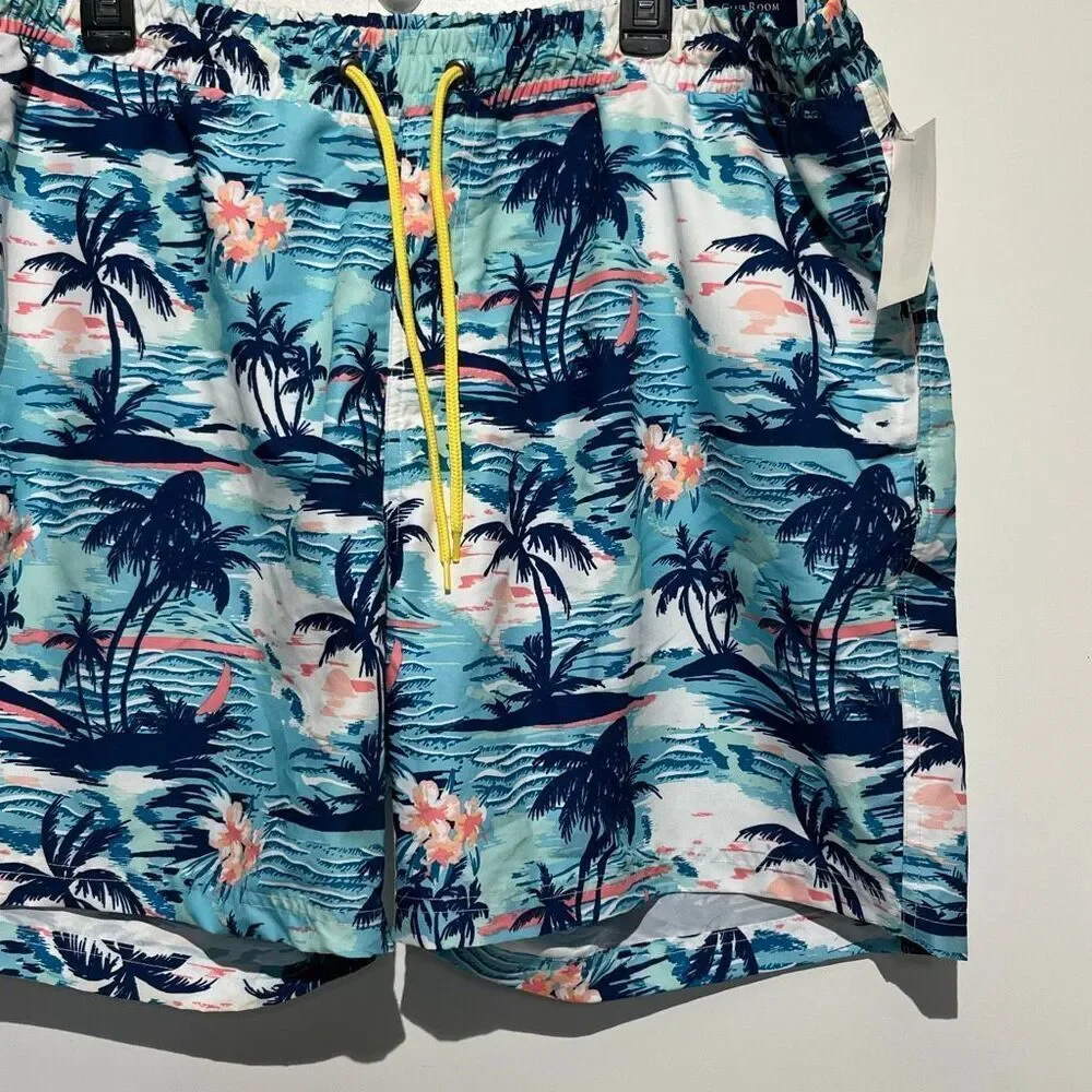 Club Room Men's‎ Multicolor Tropical Quick Dry Drawstring Swim Trunks XXL NWT